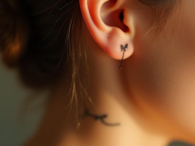 Elegant signature script tattoo behind the ear