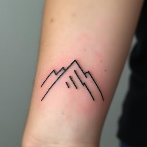 Geometric minimalist mountain range tattoo