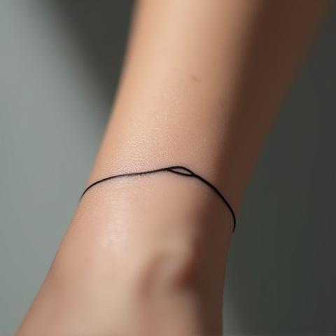Minimalist single line wave tattoo on forearm