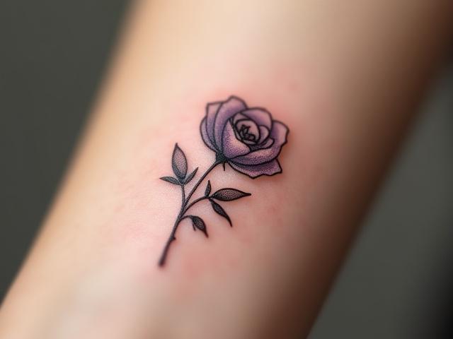 Close-up of a intricate fine line floral tattoo on an arm
