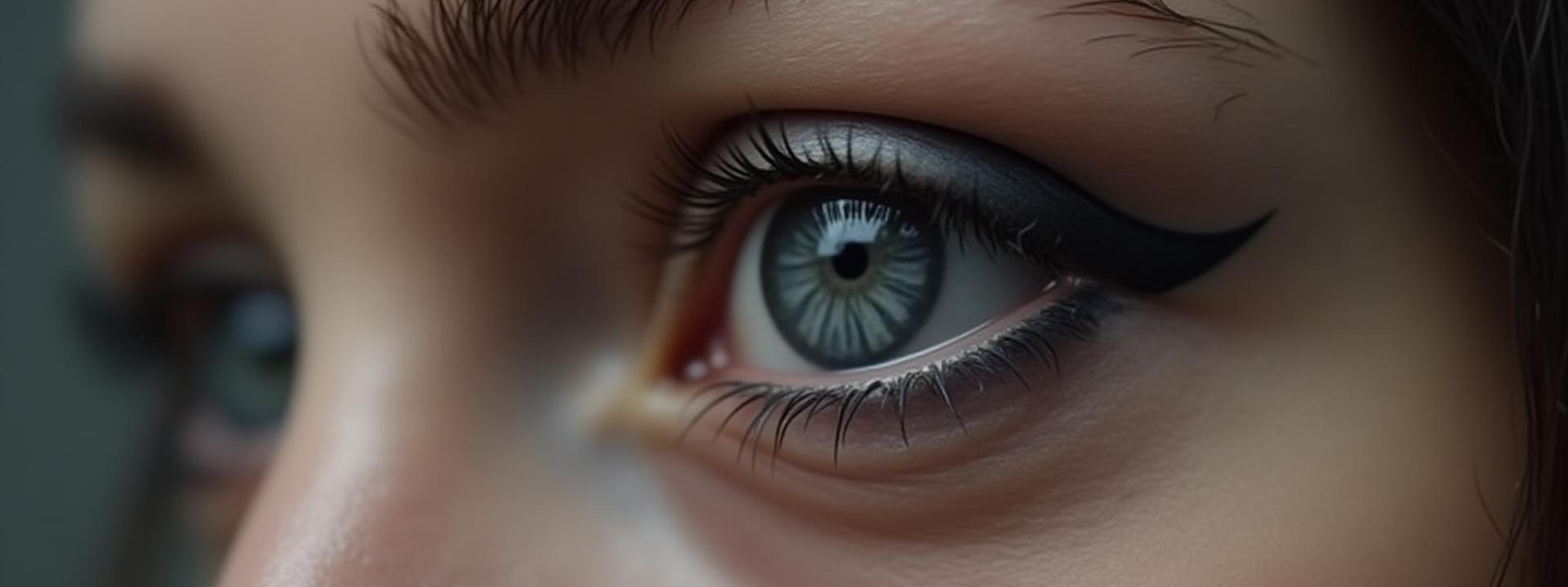 Macro shot of a hyper-realistic tattoo of an eye, showcasing intricate detail and delicate shading